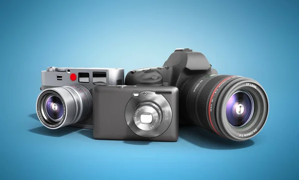 Fotocamere Diverse Classi Rendering Blu — Foto Stock