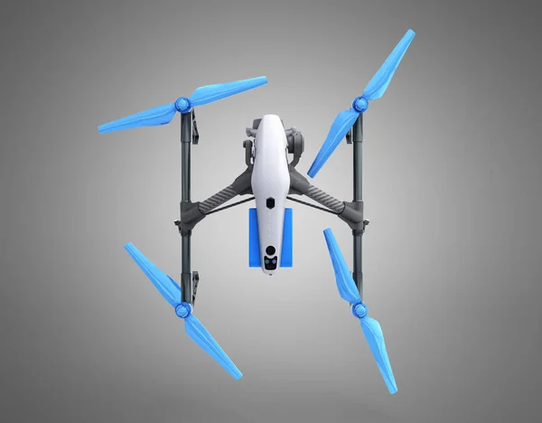 Vita Drone Quadrocopter Med Fotokamera Flyger Den Blå Himlen Begreppet — Stockfoto
