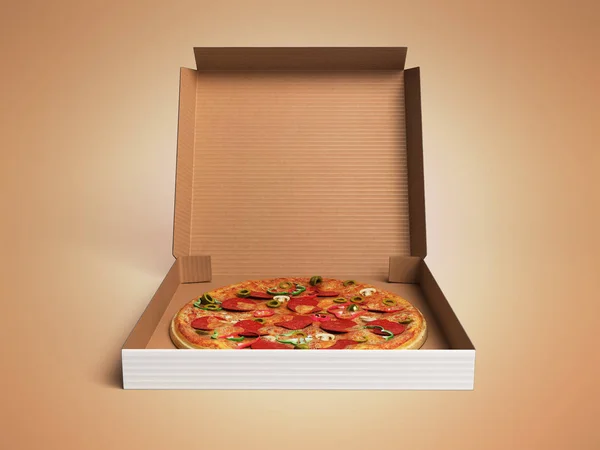 Вкусная пицца в Dox 3d — стоковое фото