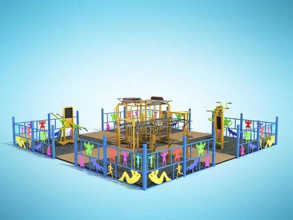 Playground Fitness Worckout Render Blue — Stock Photo, Image