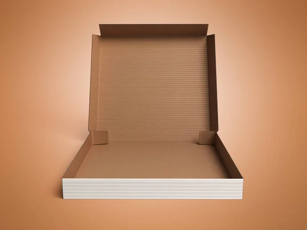 Front View Opened Pizza Box Render Color Background — Stock Photo, Image