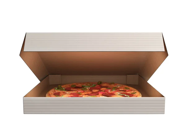 Вкусная Пицца Принтере Белом Фоне — стоковое фото