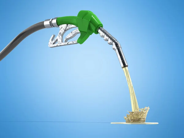 Bomba Bico Conceito Combustível Eco Com Mangueira Renderização Fundo Azul — Fotografia de Stock