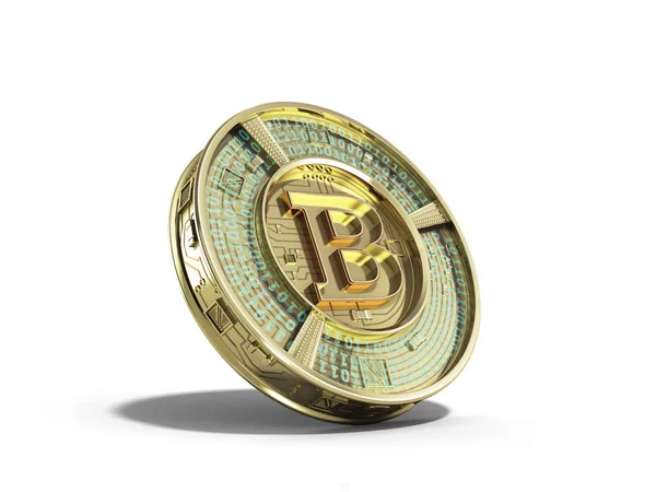 Gyllene Bitcoin Render Vit Bakgrund — Stockfoto