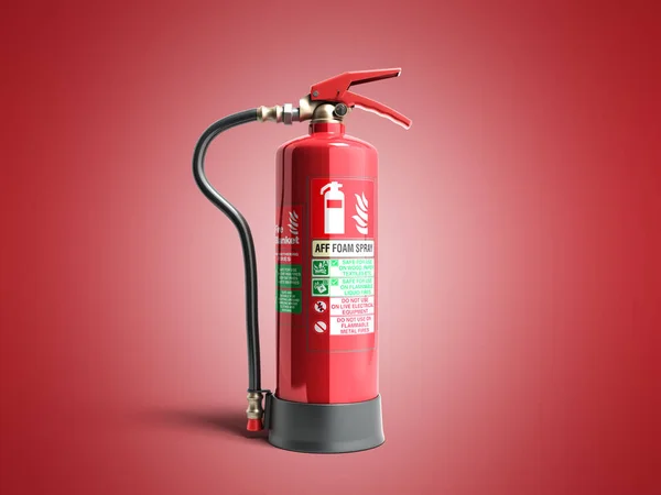 Aff Espuma Spray Extintor Incêndio Renderização Fundo Vermelho — Fotografia de Stock