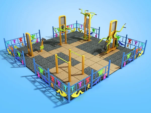 Playground Para Fitness Worckout Render Azul — Fotografia de Stock