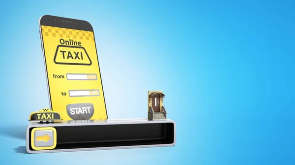 Koncepcja Zakonu Szybkie Taxi Render Telefon Komórkowy Niebiesko — Zdjęcie stockowe