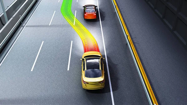 Modern güvenli araba çarpışma izleme sistemi 3d render görüntü kavramı