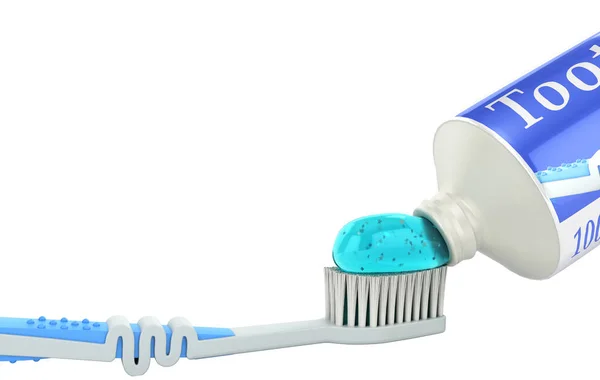 Modern Concept Design Tube Toothpaste Toothpaste Tube Toothbrush Render White — Stock Photo, Image