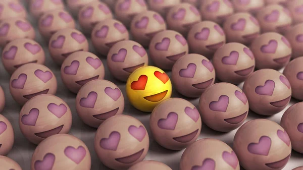 Icone Emoji Con Espressioni Facciali Concetto Amore Palle Gioiose Con — Foto Stock