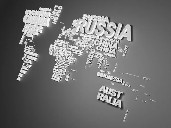 Mapa Světa Všechny Státy Jejich Jména Ilustrace Grey — Stock fotografie