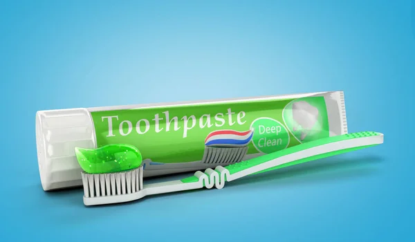 Modern Concept Design Tube Toothpaste Toothpaste Tube Toothbrush Render Blue — Stock Photo, Image