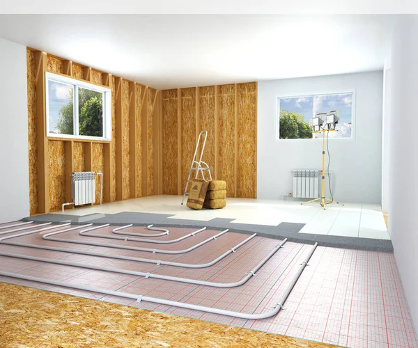 Concept Internal Repair Work Room Warm Floor Different Types Coverage — Stock Photo, Image