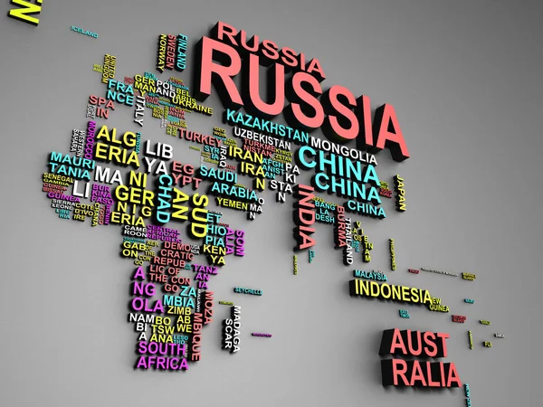 Mapa Mundo Com Todos Estados Seus Nomes Ilustração Cinza — Fotografia de Stock