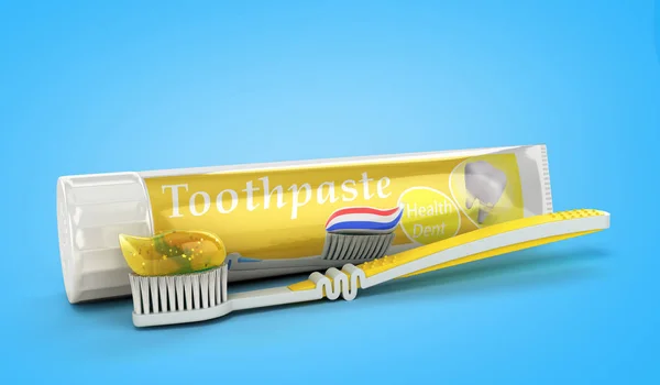 Modern Concept Design Tube Toothpaste Toothpaste Tube Toothbrush Render Blue — Stock Photo, Image