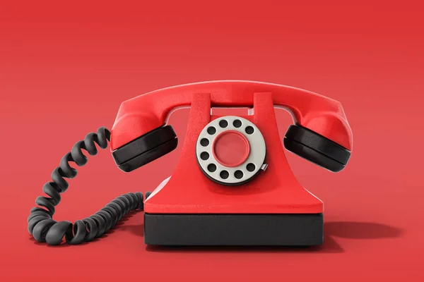 Концепция Горячей Линии Красный Винтажный Телефон Принимая Звонок Идеально Подходит — стоковое фото