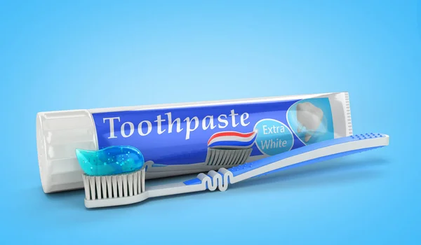 Modern Concept Design Tube Toothpaste Toothpaste Tube Toothbrush Render Blue — Stock Photo, Image