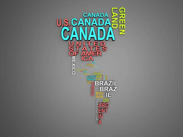 Mapa Amerika Con Todos Los Estados Sus Nombres Ilustración Gris —  Fotos de Stock