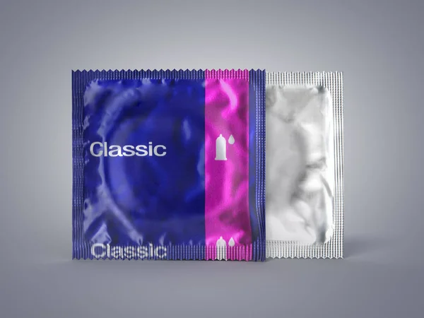 Preservativo Pacote Render Cinza — Fotografia de Stock