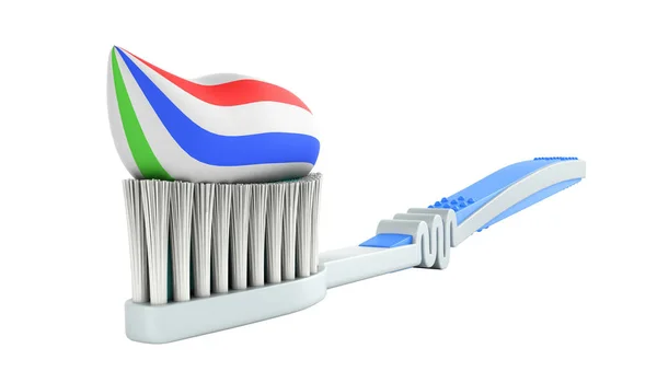 Blue Toothbrush Toothpaste Close Render White Background Shadow — Stock Photo, Image