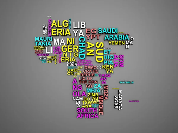 Afrika Harita Tüm Ülkeler Onların Adları Çizim Grey — Stok fotoğraf