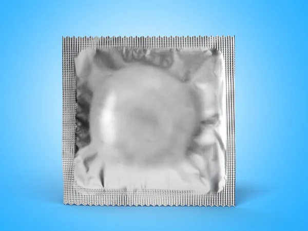 Kondomverpackung Render Auf Blauem Grund — Stockfoto