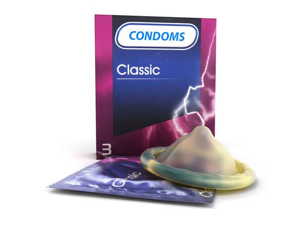 condom pack 3d render on a white background