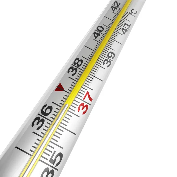 Merkür Termometre Render Beyaz Arka Plan Gölge Yok — Stok fotoğraf