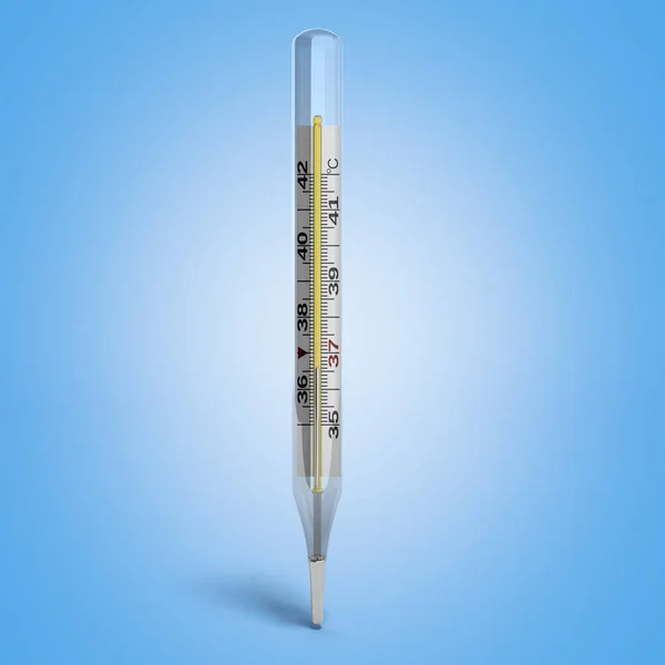 Kwik Thermometer Render Blauwe Achtergrond — Stockfoto