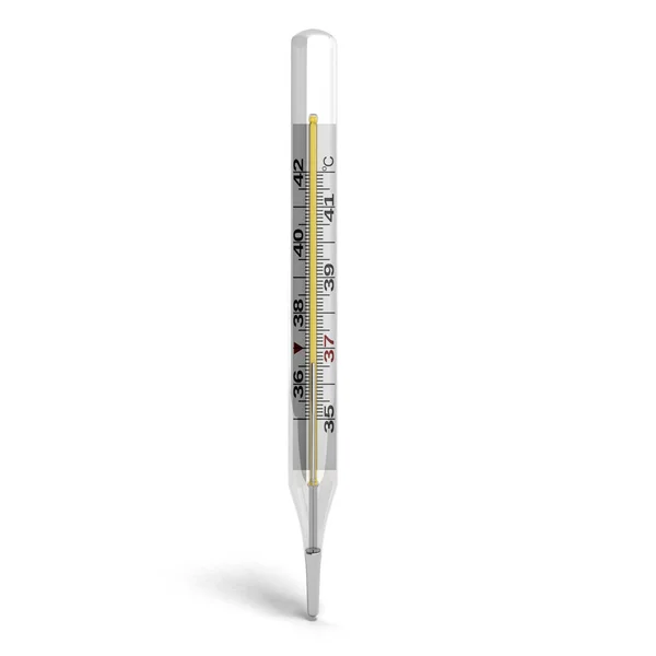 Thermomètre Mercure Rendu Sur Fond Blanc — Photo