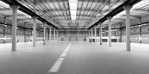 empty Hangar delivery warehouse 3d render image