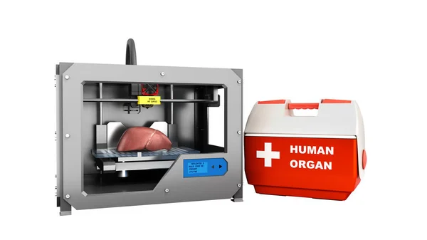 Concepto Proceso Trasplante Creación Órganos Humanos Utilizando Ilustración Impresora Aislado —  Fotos de Stock