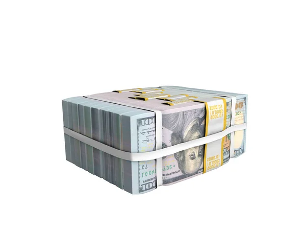 Concept Money Deposite Big Stack Dollar Bills Cash Bow Render — Stock Photo, Image