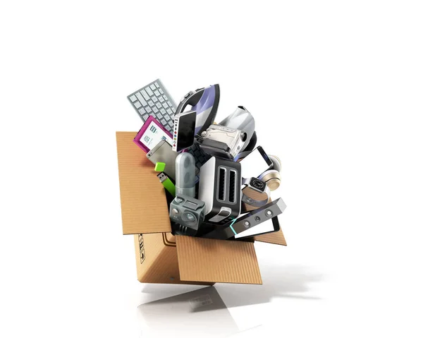 Ev aletleri, küçük ev aletleri ve beyaz arka plan 3d render elektronik grubu