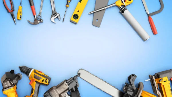 Construction Background Tools Render Blue — Stock Photo, Image
