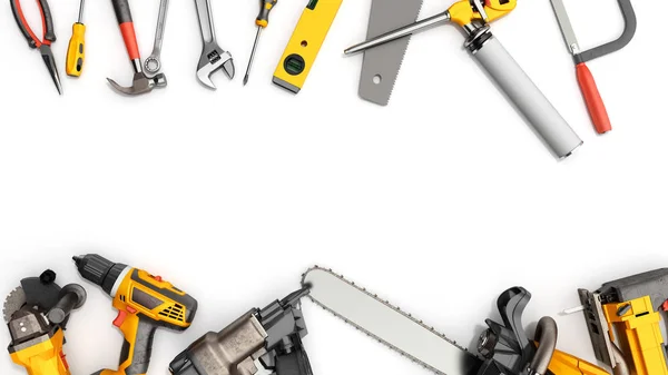 İnşaat arka plan üzerinde beyaz araçları 3d render ile