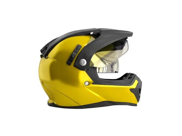 Yellow Motocross Helmet Render White Background Shddow — Stock Photo, Image