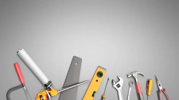 Construction Background Tools Render Grey — Stock Photo, Image