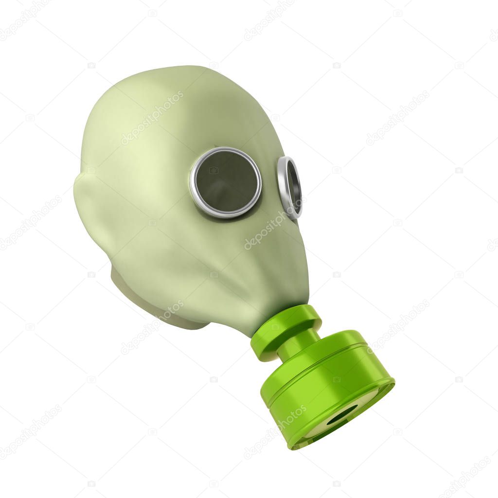 Old vintage gas mask 3d render on a white background