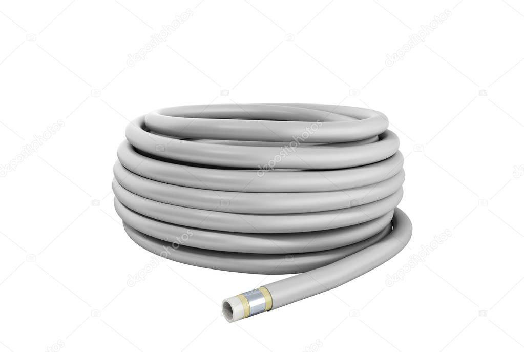 hose of plastic water pipes in layers 3d render on white no shadow