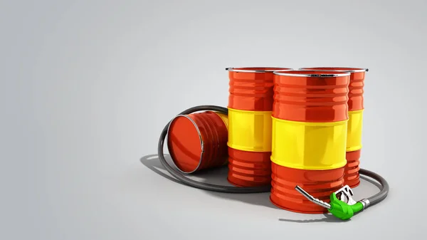 Barricas Gasolina Recipientes Tambor 3Render Cinza — Fotografia de Stock