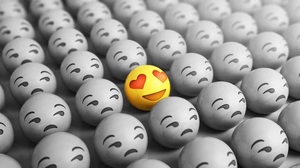 Amore Concetto Emojis Icone Con Espressioni Facciali Rendering — Foto Stock