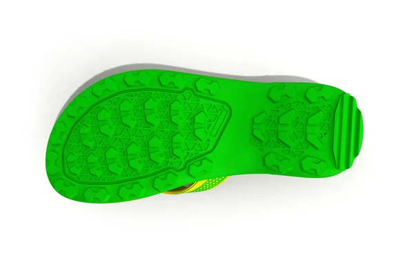 Sárga Zöld Gumi Férfi Strand Papucs Cipő Perforáció Render Elszigetelt — Stock Fotó