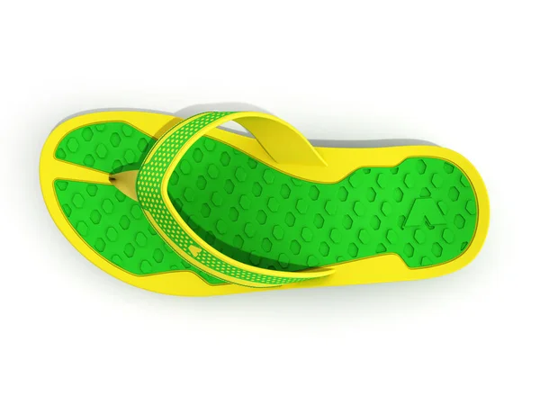 Vista Superior Borracha Amarela Verde Sapatilha Chinelo Praia Masculina Com — Fotografia de Stock