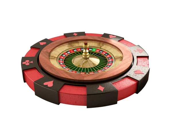 Moderna Begreppet Casino Logotyp Roulette Att Spela Rekvisita Render Vitt — Stockfoto