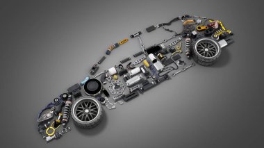 tafsilât-in 3d yapılmış araba siluet gri render