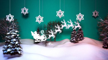 Noel kar arka plan Christmas 3d render mavi vitrin