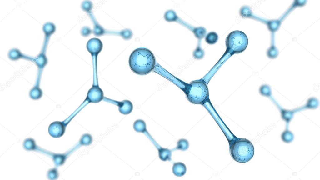 molecule or atom Abstract structure for Science or medical background 3d illustration on white