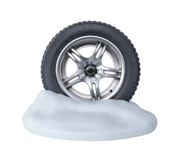 Снежные шины на снегу 3d рендерятся на белом без тени — стоковое фото