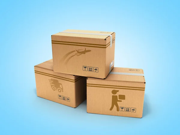 Modern Concept All Types Delivery Boxes Images Aircraft Car Pedestrian — Stock Photo, Image